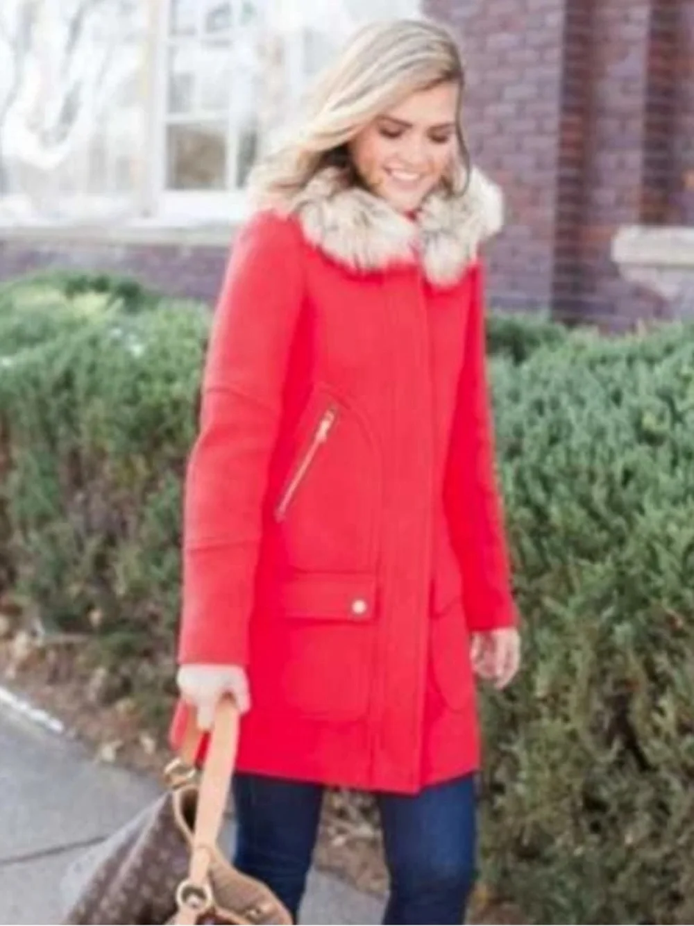 J CREW CHATEAU PARKA IN ITALIAN STADIUM CLOTH WOOL COAT RED- Size 16 - Picture 12 of 13